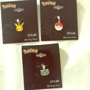 3 Pokémon charms stamped .925